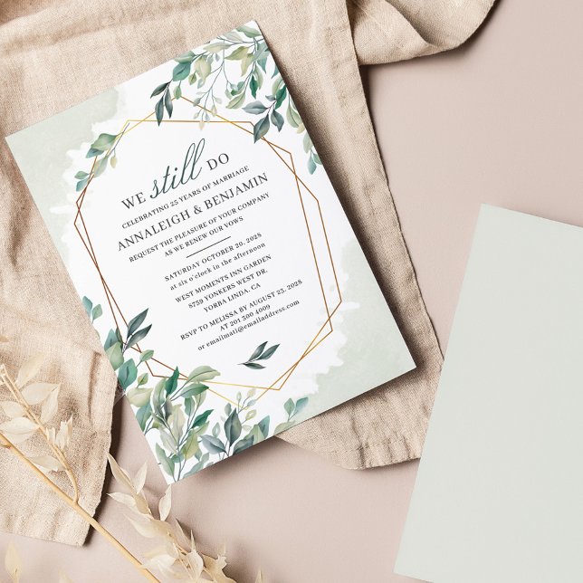 Botanical Vow Renewal Eucalyptus Greenery Wedding Invitation (Eucalyptus Wedding Vow Renewal Invitation)