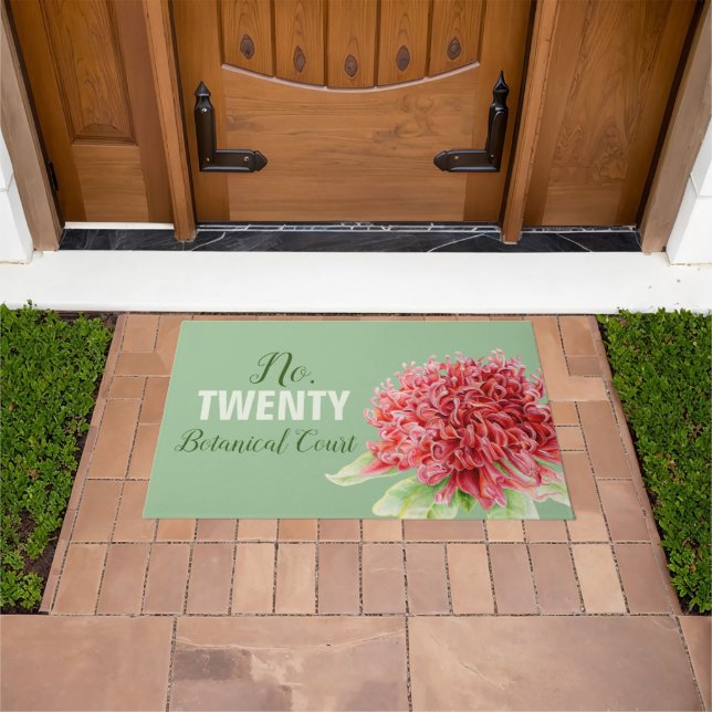 Botanical waratah red flower doormat (Outdoor)