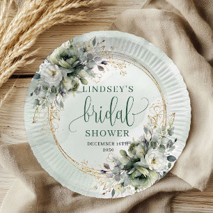 Botanical Watercolor Bridal Shower Paper Plates