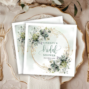 Botanical Watercolor Bridal Shower Party Napkins