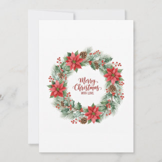 Botanical Watercolor Christmas Wreath Card