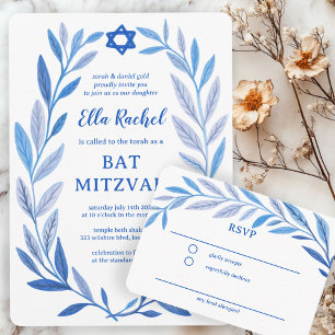 Botanical Watercolor CUSTOM Bar Bat Mitzvah RSVP Enclosure Card