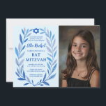 Botanical Watercolor CUSTOM PHOTO Bat Bar Mitzvah Invitation<br><div class="desc">Perfect card to announce a bat mitzvah, bar mitzvah or other Jewish celebration! Hand drawn delicate leaf trame art for you! FULLY CUSTOMIZABLE! Click on “Personalise” above to edit the text, add your photo. Click "edit using design tool" to adjust the fonts, colours and placements. Also you can easily change...</div>