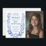 Botanical Watercolor CUSTOM PHOTO Bat Bar Mitzvah Invitation<br><div class="desc">Perfect card to announce a bat mitzvah, bar mitzvah or other Jewish celebration! Hand drawn delicate leaf trame art for you! FULLY CUSTOMIZABLE! Click on “Personalise” above to edit the text, add your photo. Click "edit using design tool" to adjust the fonts, colours and placements. Also you can easily change...</div>