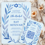 Botanical Watercolor CUSTOM QR Bar Bat Mitzvah Enclosure Card<br><div class="desc">Perfect ENCLOSURE card to announce a bat mitzvah, bar mitzvah or other Jewish celebration! Hand drawn delicate leaf trame art for you! FULLY CUSTOMIZABLE! Click on “Personalise” above to edit the text and add your link to the QR code. Click "edit using design tool" to adjust the fonts, colours and...</div>