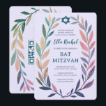Botanical Watercolor CUSTOM QR Bar Bat Mitzvah Invitation<br><div class="desc">Perfect card to announce a bat mitzvah, bar mitzvah or other Jewish celebration! Hand drawn delicate leaf trame art for you! FULLY CUSTOMIZABLE! Click on “Personalize” above to edit the text and add your link to the QR code. Click "edit using design tool" to adjust the fonts, colors and placements....</div>