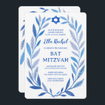 Botanical Watercolor CUSTOM QR Bar Bat Mitzvah Invitation<br><div class="desc">Perfect card to announce a bat mitzvah, bar mitzvah or other Jewish celebration! Hand drawn delicate leaf trame art for you! FULLY CUSTOMIZABLE! Click on “Personalise” above to edit the text and add your link to the QR code. Click "edit using design tool" to adjust the fonts, colours and placements....</div>