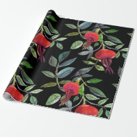 Botanical watercolor drawing dogrose pattern. Brig