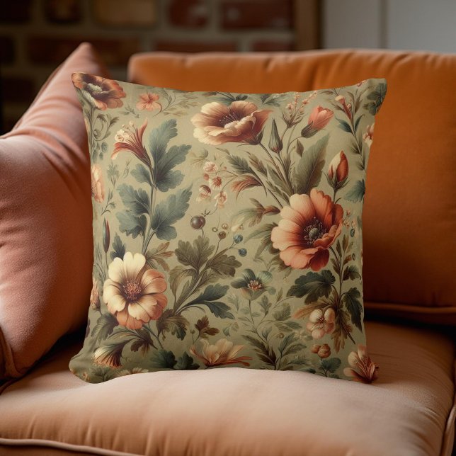 Botanical Watercolor Earthy Autumn Florals  Cushion (Creator Uploaded)