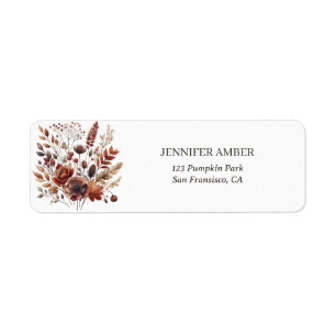 Botanical Watercolor Earthy Autumn Florals Rustic Return Address Label