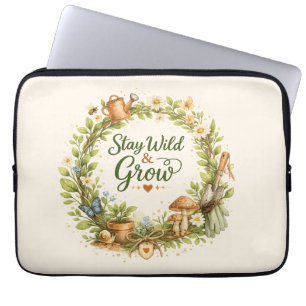 Botanical Watercolor Floral Wreath Inspirational Laptop Sleeve