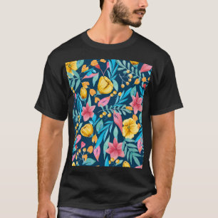 Botanical watercolor: flowers, leaves ornament. T-Shirt