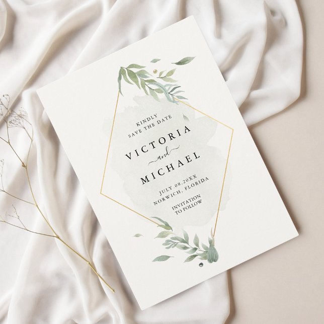 Botanical Watercolor Foliage Elegant Wedding Save The Date (Creator Uploaded)