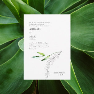 Botanical Watercolor Foliage Wedding  Invitation