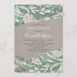 Botanical Watercolor Greenery Baby Shower Invitation