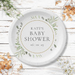 Botanical Watercolor Greenery Baby Shower Paper Plate<br><div class="desc">Featuring delicate watercolor leaves,  these modern gender-neutral baby shower,  sprinkle or couples shower paper plates can be personalised with your special event details. Designed by Thisisnotme©</div>