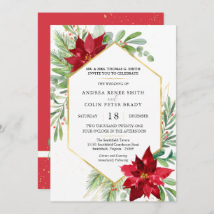Botanical Watercolor Greenery Christmas Wedding Invitation
