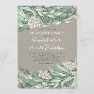 Botanical Watercolor Greenery Engagement Party Invitation