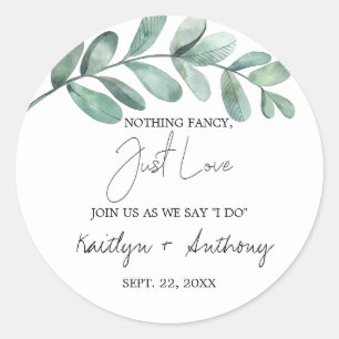 Botanical Watercolor Greenery Eucalyptus Classic Round Sticker
