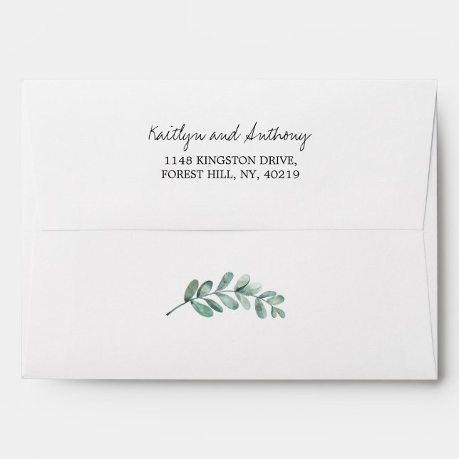 Botanical Watercolor Greenery Eucalyptus Envelope (Back (Top Flap))