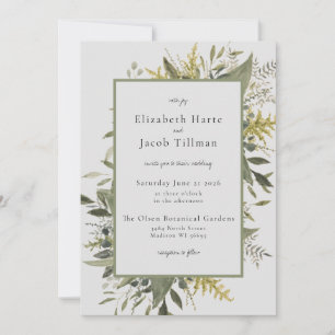 Botanical Watercolor Greenery Wedding Invitation