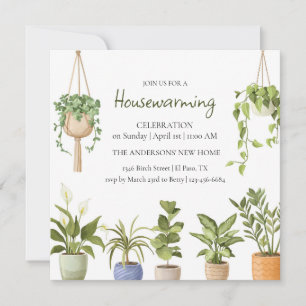 Botanical Watercolor Housewarming Party Invitation