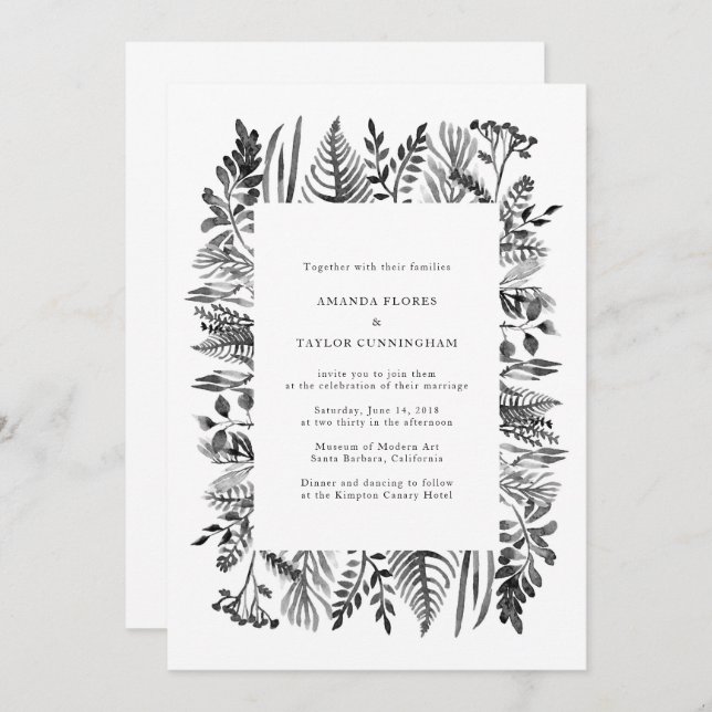 Botanical Watercolor Invitation (Front/Back)