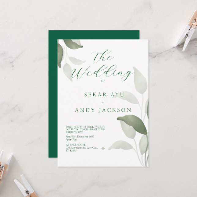 botanical watercolor invitation (Front/Back In Situ)