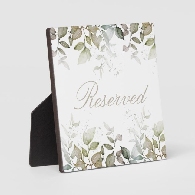 botanical watercolor leaves reserved plaque (Front)