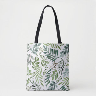Botanical Watercolor Leaves  Tote Bag
