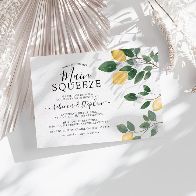 Botanical Watercolor Lemon Greenery Couple Shower Invitation (Creator Uploaded)