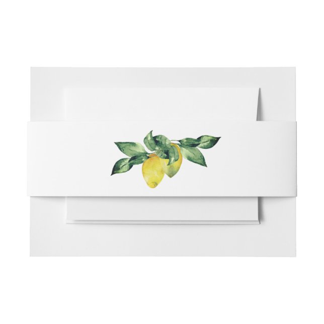 Botanical Watercolor Lemon Wedding Invitation Belly Band (Front Example)