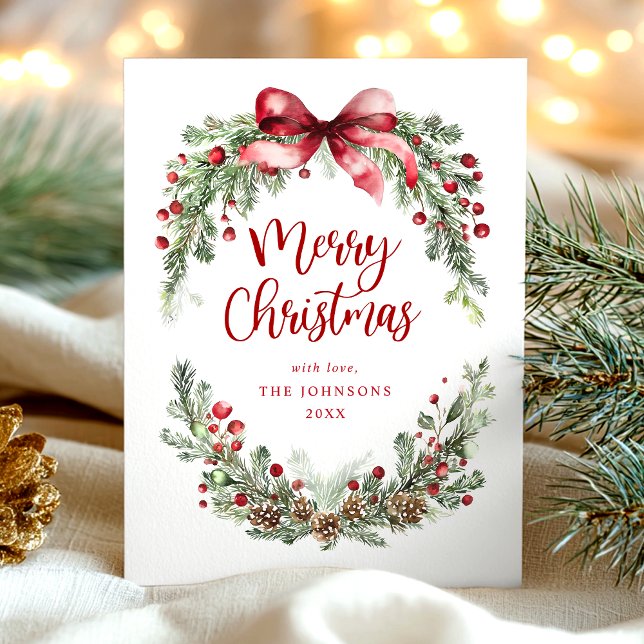 Botanical Watercolor Merry Christmas Holiday Postcard (Creator Uploaded)
