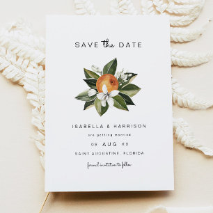 Botanical Watercolor Orange Blossoms Save Date Invitation