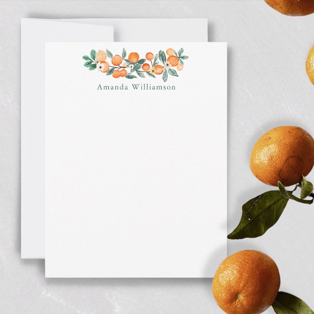 Botanical Watercolor Orange Personal Stationery Card (Creator Uploaded)