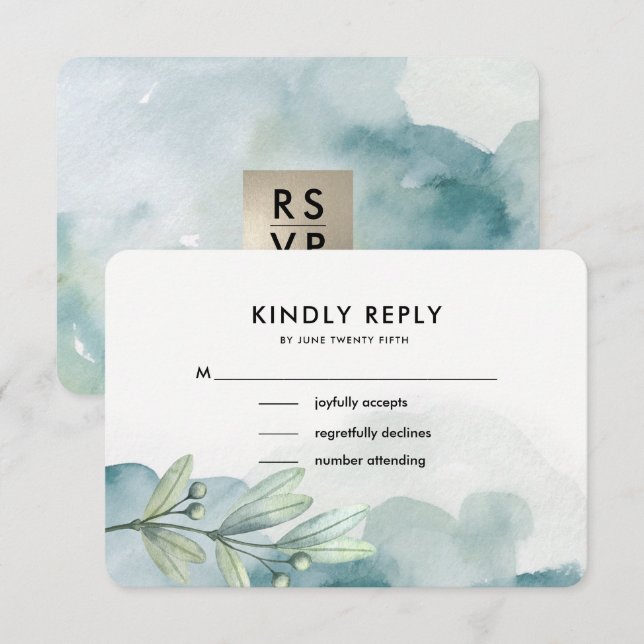 Botanical Watercolor Painting Wedding RSVP Card (Front/Back)