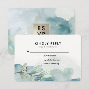Botanical Watercolor Painting Wedding RSVP Card