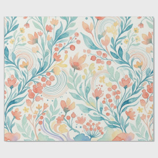 Botanical Watercolor Pattern 2026 Wrapping Paper