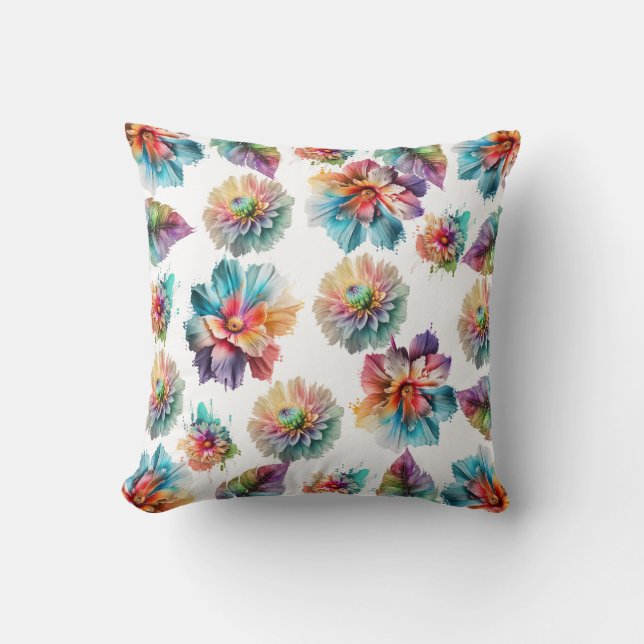 Botanical Watercolor Pattern Accent Pillow (Front)