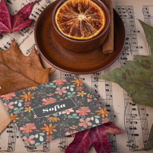 Botanical watercolor pattern custom grey square paper coaster