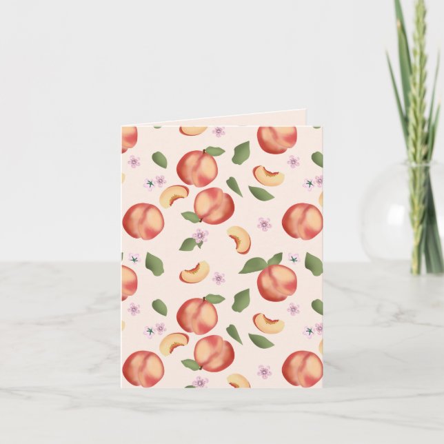 Botanical Watercolor Peaches & Blossoms  Card (Front)