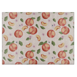 Botanical Watercolor Peaches & Blossoms  Cutting Board