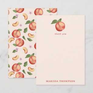 Botanical Watercolor Peaches & Blossoms  Thank You Card