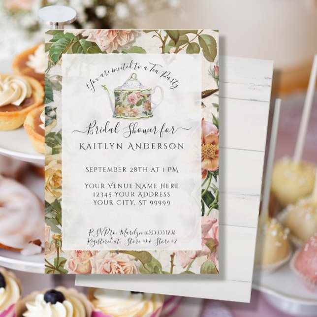 Botanical Watercolor Pink Floral Tea Party Bridal (Creator Uploaded)