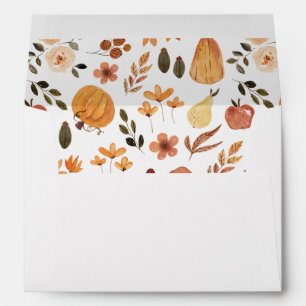 Botanical Watercolor Pumpkin Rustic Baby Shower Envelope