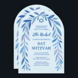 Botanical Watercolor QR Code Bar Bat Mitzvah Arch Invitation<br><div class="desc">Perfect card to announce a bat mitzvah, bar mitzvah or other Jewish celebration! Hand drawn delicate leaf trame art for you! FULLY CUSTOMIZABLE! Click on “Personalise” above to edit the text and add your link to the QR code. Click "edit using design tool" to adjust the fonts, colours and placements....</div>