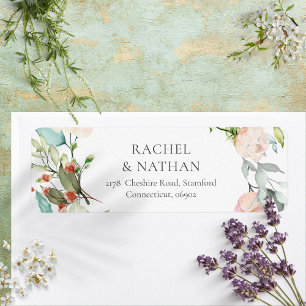 Botanical Watercolor Roses Garland Address Return Address Label