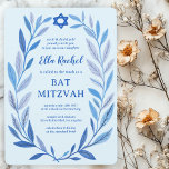 Botanical Watercolor Star of David Bar Bat Mitzvah Invitation<br><div class="desc">Perfect card to announce a bat mitzvah, bar mitzvah or other Jewish celebration! Hand drawn delicate leaf trame art for you! FULLY CUSTOMIZABLE! Click on “Personalise” above to edit the text. Click "edit using design tool" to adjust the fonts, colours and placements and to add text to the back side...</div>