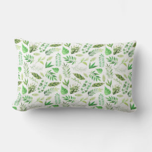 Botanical Watercolor Tropical Leaves Lumbar Cushion