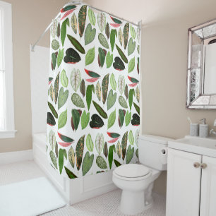 Botanical Watercolor Vintage Greenery Leaves  Shower Curtain